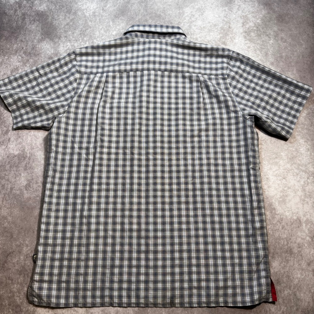The North Face Mens Large Plaid Button Down Shirt Short Sleeve Gray Blue TB50 - Picture 3 of 8